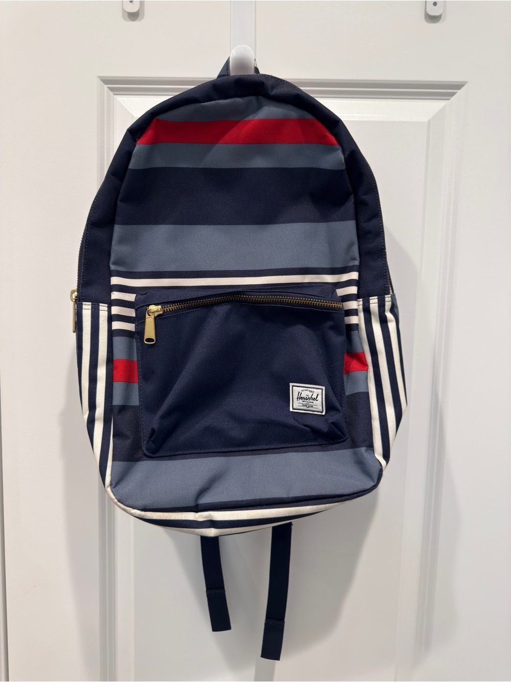 Herschel Supply Company Navy Backpack with Red, Gray & White Stripes